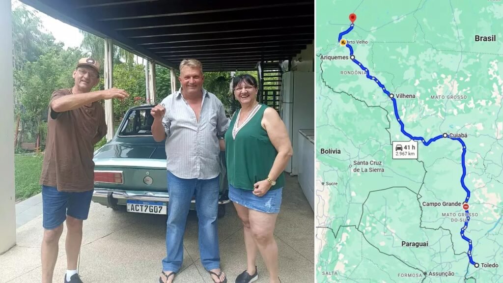 Casal viaja do Paraná ao Amazonas para entregar Ford Corcel vendido