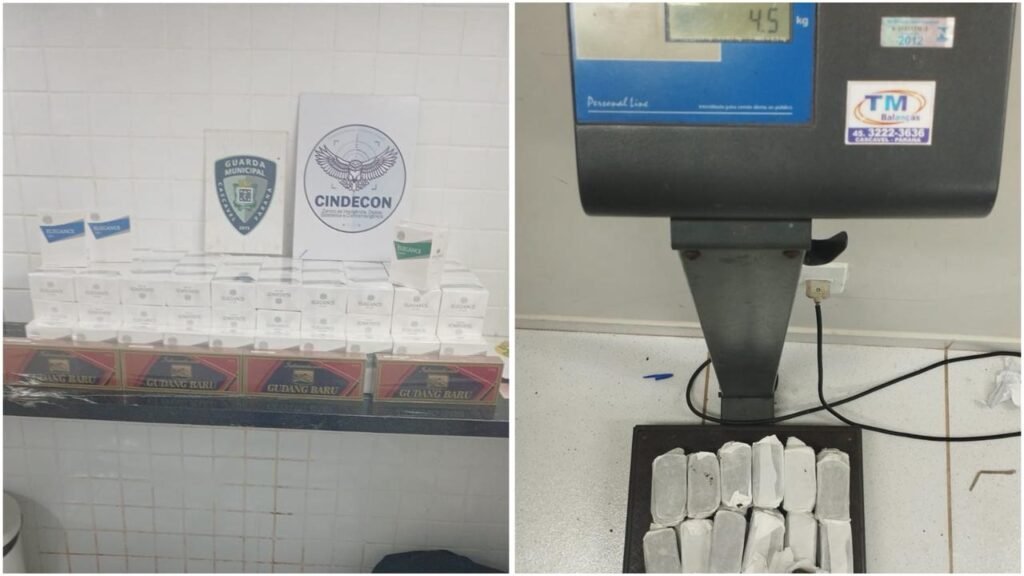 Guarda Municipal apreende 4,5 kg de haxixe e 254 carteiras de cigarro na rodoviária de Cascavel