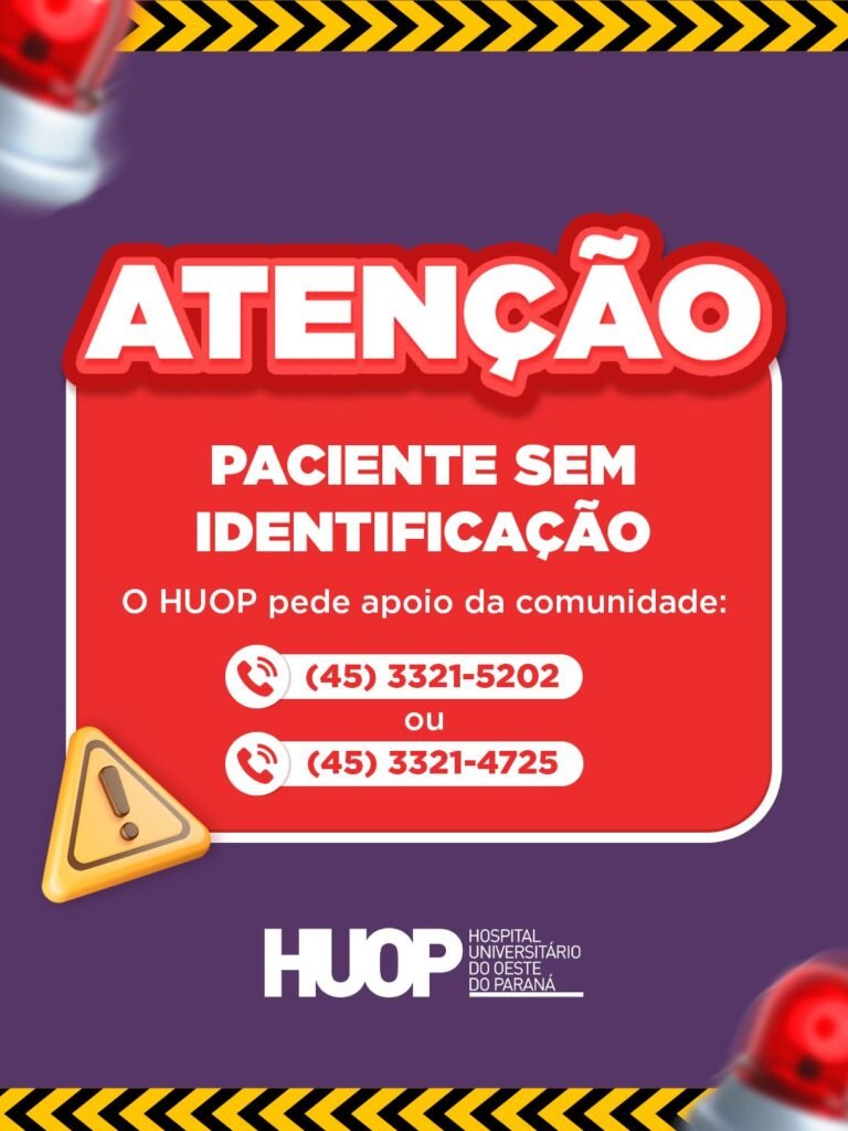 HUOP pede ajuda para identificar paciente internado O Hospital