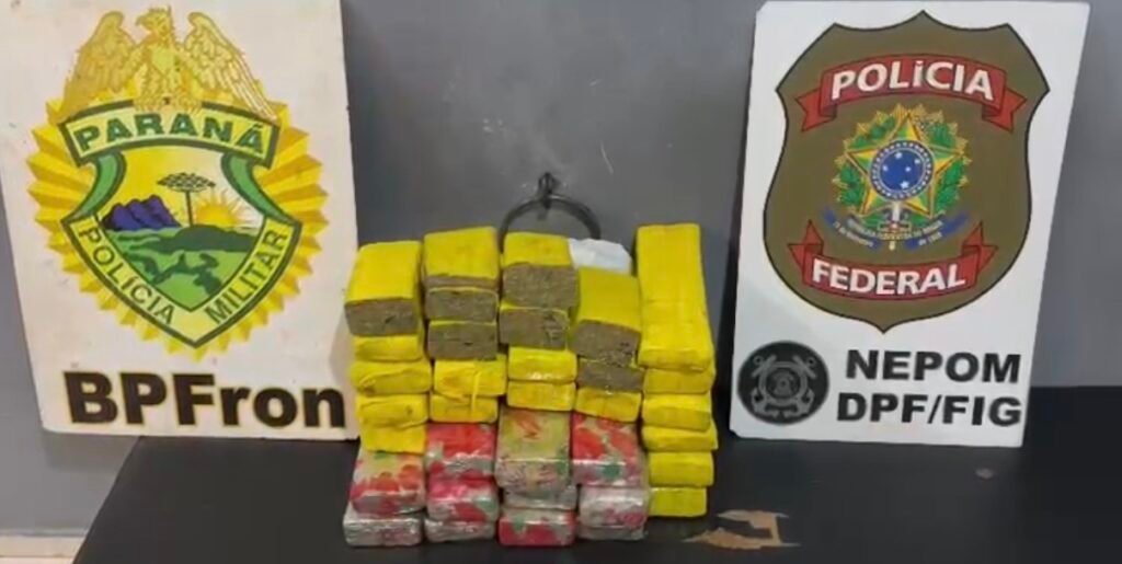 PF e PM apreendem 22 quilos de maconha em ônibus interestadual em São Miguel do Iguaçu