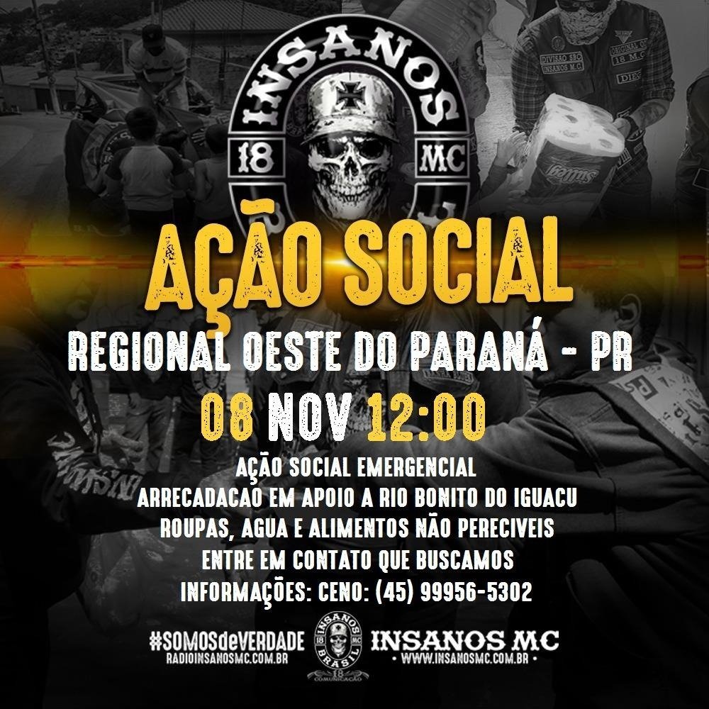 Insanos MC arrecada donativos para Rio Bonito do Iguaçu