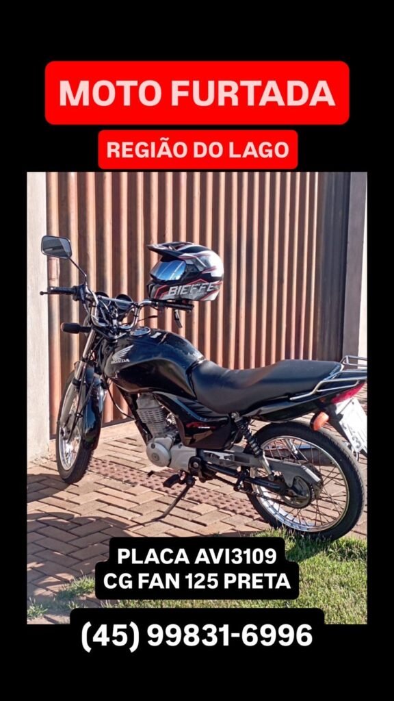 Motocicleta é furtada na região do Lago de Cascavel