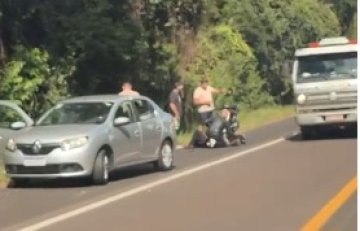 Mulher fica ferida em acidente na BR-277 em Nova Laranjeiras