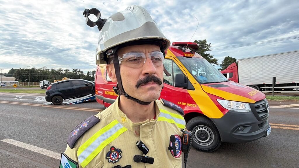 Tenente do Corpo de Bombeiros relata detalhes de acidente na BR-277, em Cascavel