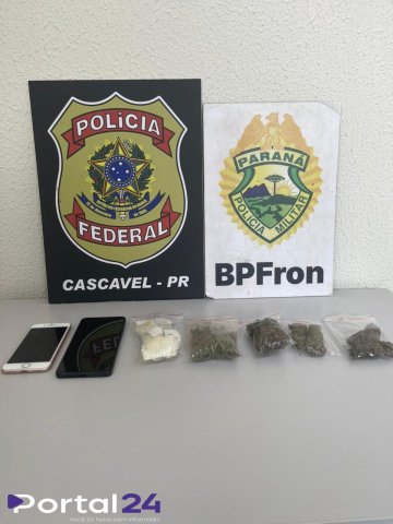 BPFRON e Polícia Federal apreendem droga e celulares na BR-277, em Cascavel