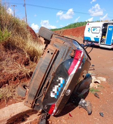 Capotamento é registrado na BR-163 em Santa Maria