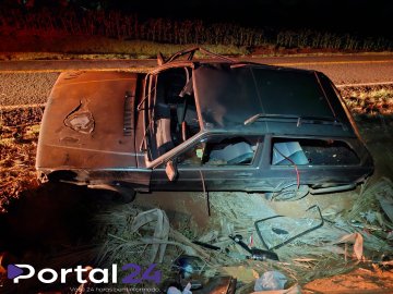 Capotamento é registrado na PR-495 e jovem de 21 anos fica ferido em Medianeira