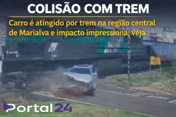 Carro é atingido por trem na área central de Marialva