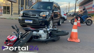 Colisão deixa motociclista ferido em cruzamento da Av. Brasil com Rua Capanema