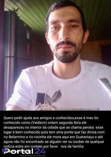 Morador de Guaraniaçu está desaparecido desde segunda-feira (23)