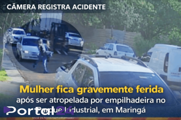 Mulher fica gravemente ferida após ser atropelada por empilhadeira em parque industrial de Maringá
