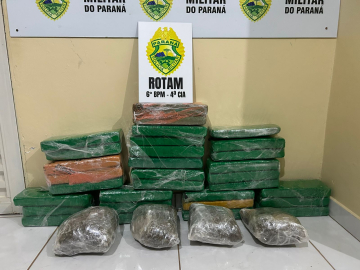 ROTAM apreende 25 kg de maconha com adolescente em ônibus na rodoviária de Santa Tereza do Oeste