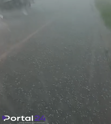 Tempestade com granizo atinge a BR-277 e assusta motoristas