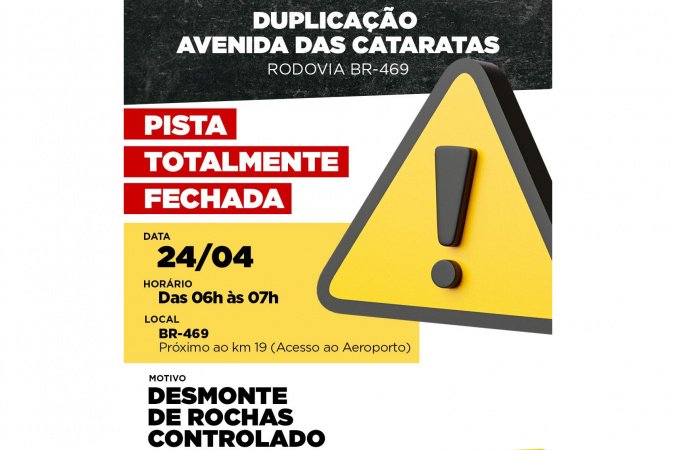 Rodovia das Cataratas terá detonação de rochas na próxima sexta-feira