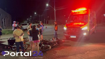 Colisão entre motos deixa dois feridos no bairro Florais do Paraná, em Cascavel