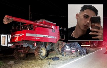 Jovem de 19 anos morre após carro atingir máquina agrícola na PR-456