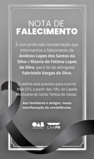 OAB emite nota sobre irmãos mortos em acidente na BR-277