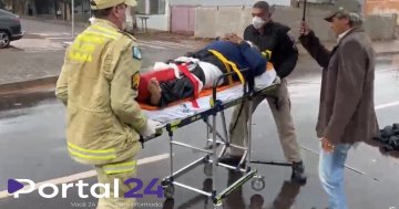 Colisão entre carro e moto deixa homem ferido e mobiliza socorro em Cascavel
