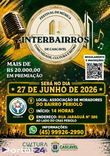 Festival Interbairros de Música em Cascavel promete agitar a comunidade com mais de R$ 20 mil em prêmios