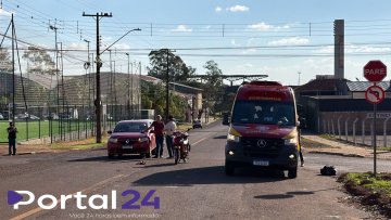 Motociclista de 36 anos fratura o joelho em acidente na Rua Guaias, em Cascavel