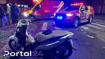 Motociclista fica gravemente ferida após ter a preferência invadida por carro em Cascavel