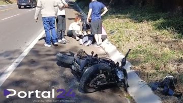 Motociclista perde o controle e sofre queda na BR entre Ubiratã e Nova Aurora