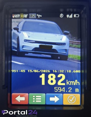 Motorista é flagrado a 182 km/h durante operação da Polícia Rodoviária em Paiçandu