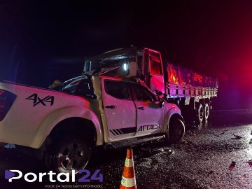 Motorista morre em grave acidente entre caminhonete e caminhão na BR-277, em Guaraniaçu