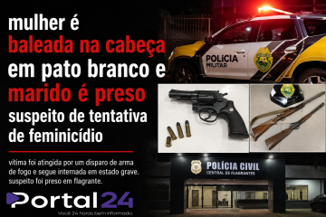 Mulher é baleada na cabeça em Pato Branco e marido é preso suspeito de tentativa de feminicídio