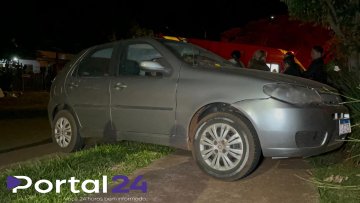 Palio invade contramão e provoca acidente com carro de aplicativo no Bairro Interlagos, em Cascavel