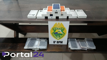 Polícia Militar apreende celulares e cigarros contrabandeados em operação em terminal rodoviário