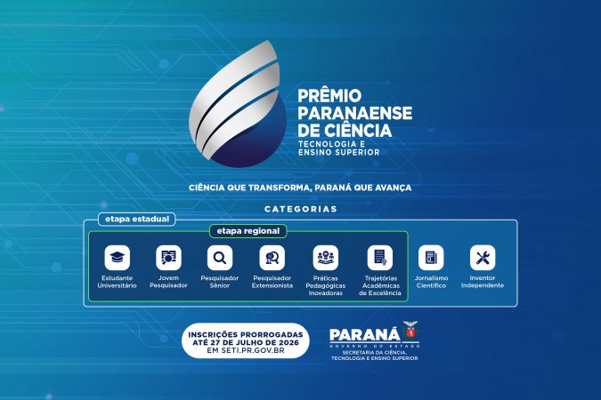 Com prazo estendido, Prêmio Paranaense de Ciência recebe inscrições até 27 de julho