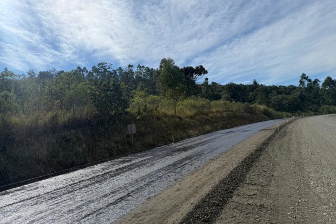 No 3° mês, pavimentação da rodovia entre Imbaú e Reserva chega a 7,5% de execução