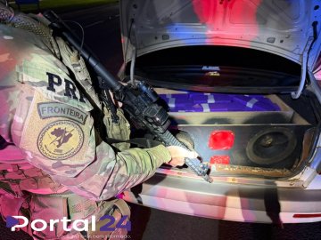 PRF apreende quase 100 kg de maconha escondidos em caixa de som na BR-277