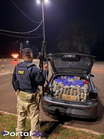 PRF apreende quase meia tonelada de maconha após perseguição na BR-277, no Oeste do Paraná