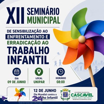 Seminário reforça combate ao trabalho infantil e mobiliza rede de proteção em Cascavel