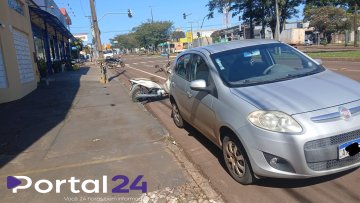 Acidente entre moto e carro é registrado na Avenida Barão com Amazonas