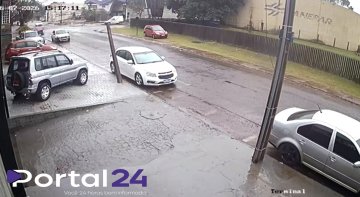 Câmera registra forte batida no bairro São Cristóvão, em Cascavel