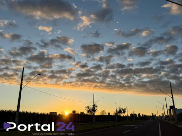 Domingo será de tempo firme e temperaturas agradáveis em cascavel