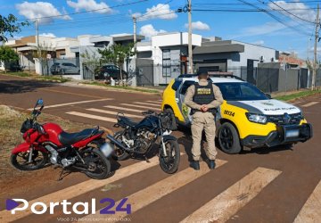 Duas motocicletas são apreendidas pela PM durante fiscalização no Jardim Diamante, em Palotina
