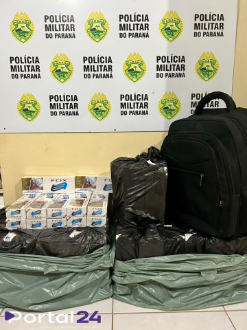 ROTAM apreende 150 pacotes de cigarros contrabandeados em ônibus na rodoviária de Santa Tereza do Oeste