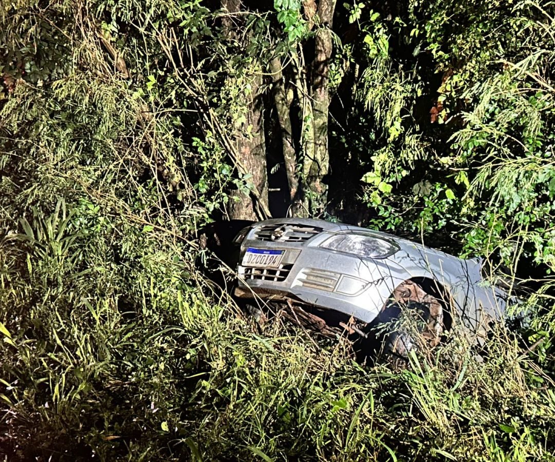 Motorista perde controle de veículo e colide contra árvore na PR-495, em Marechal Cândido Rondon