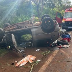 Capotamento na BR-163 deixa oito pessoas feridas entre Marechal Rondon e Toledo
