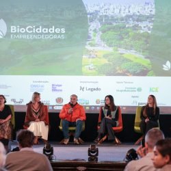 BioCidades Empreendedoras, programa internacional que impulsionou 52 negócios de impacto com foco na restauração de ecossistemas urbanos, fortalecimento da bioeconomia e promoção da resiliência climática, no Centro de Eventos Imap do Parque Barigui. Foto: Geraldo Bubniak/AEN