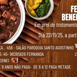 Feijoada beneficente em prol do tratamento do Vinícius acontece no dia 22 de novembro em Cascavel