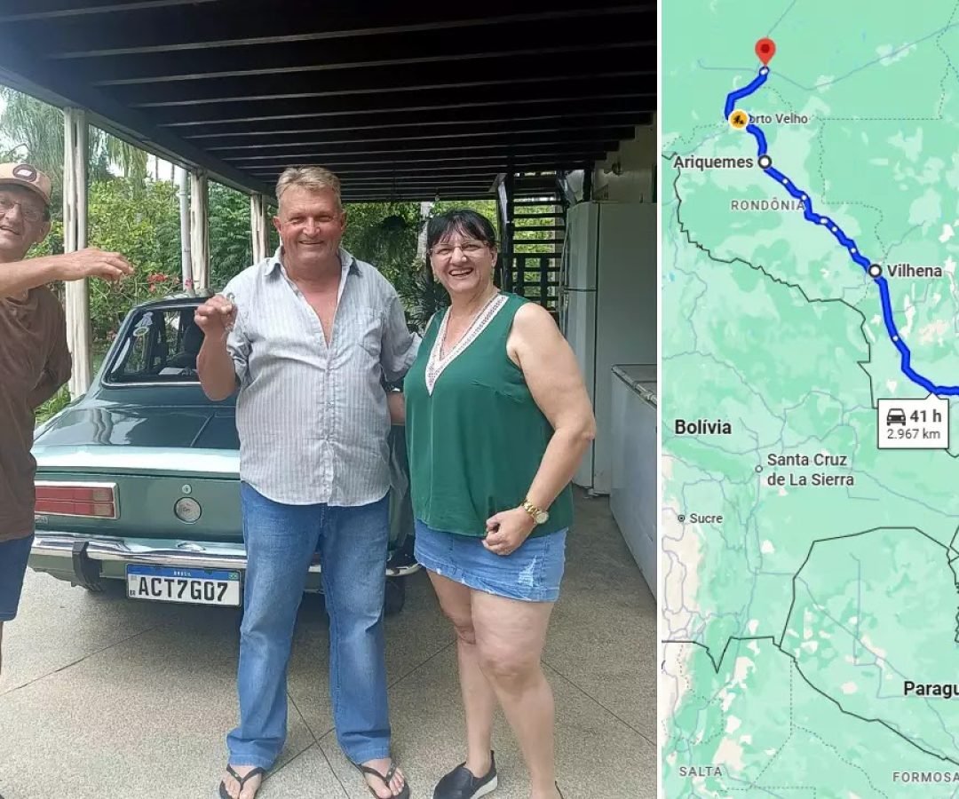 Casal viaja do Paraná ao Amazonas para entregar Ford Corcel vendido