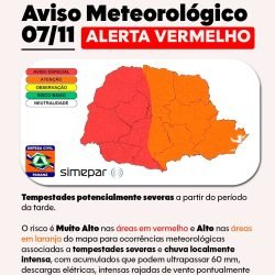Cascavel entra em alerta para tempestades nesta sexta-feira
