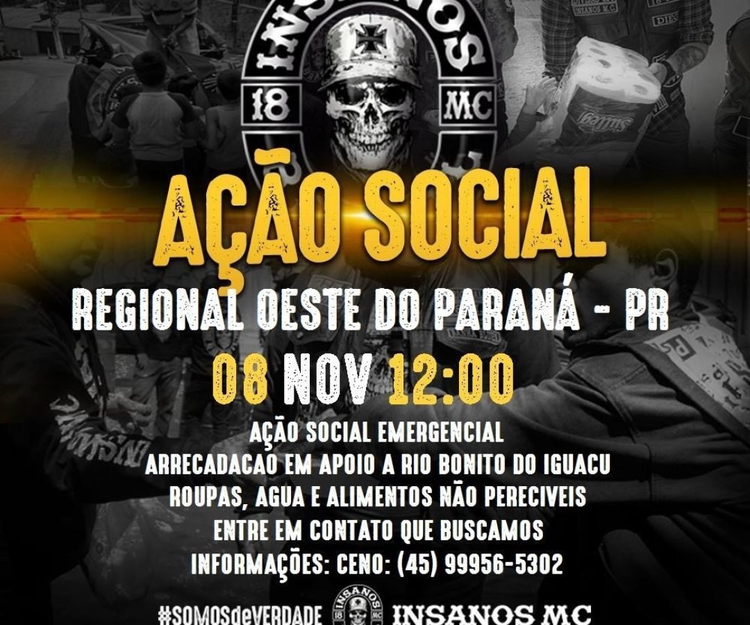 Insanos MC arrecada donativos para Rio Bonito do Iguaçu