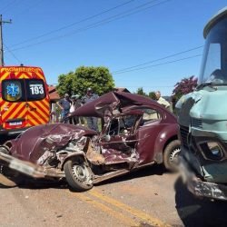 Idoso morre após colisão entre Fusca e caminhão na ERS-448, em Nova Treviso