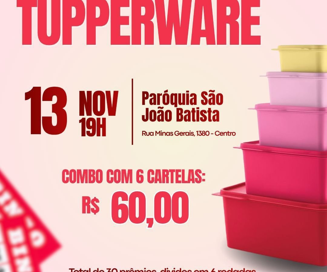 Paróquia São João Batista realiza Bingo da Tupperware nesta quinta-feira